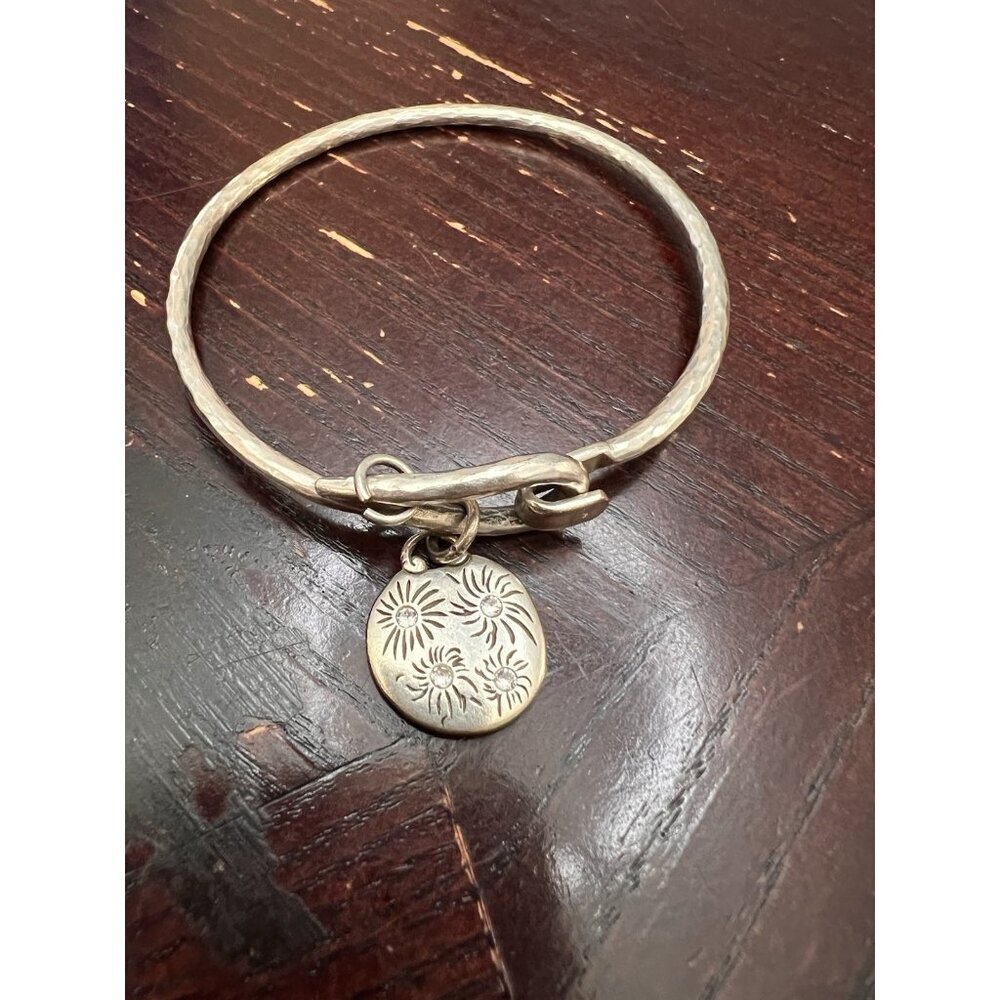 BRIGHTON Art & Soul CELEBRATE LIFE Heart Silvertone BANGLE Bracelet Charm FLAW